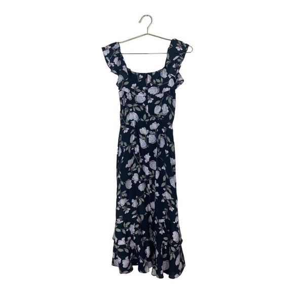 J.O.A. Eugenia Black Floral Print Off-the-Shoulder Midi Dress - Picture 7 of 8